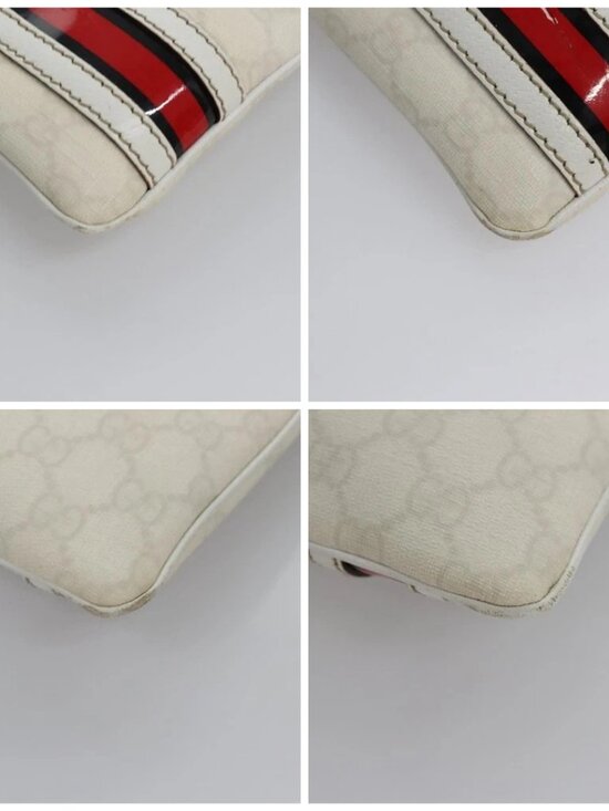 GUCCI GG Supreme Shoulder Bag PVC White Red gold 153244 Auth nb243 - Picture 16 of 16